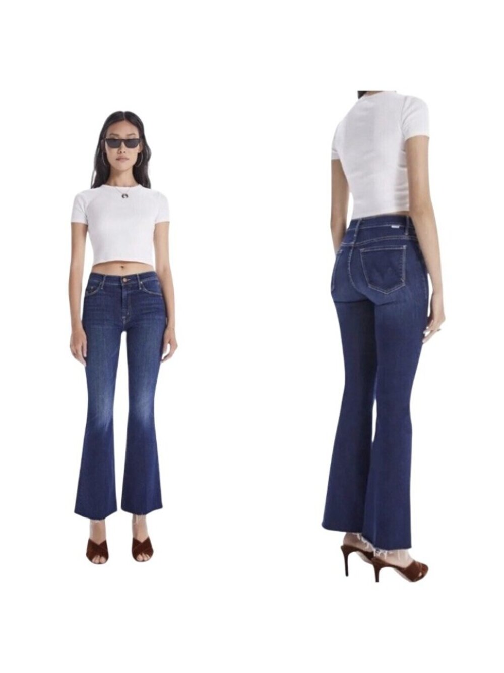 Mother The Weekender Fray Jeans Mint Condition Flare Raw Hem Womens Size 28